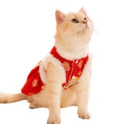 Jugar 寵物賀年中式絨邊錦緞盤扣裙貓咪狗狗新年服飾