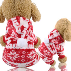 Jugar 寵物聖誕馴鹿雪花圖案棉絨連帽背心貓咪狗狗聖誕服飾